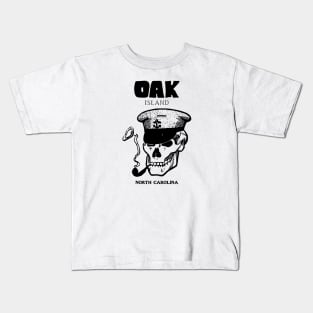 Oak Island, NC Skull Captain Kids T-Shirt